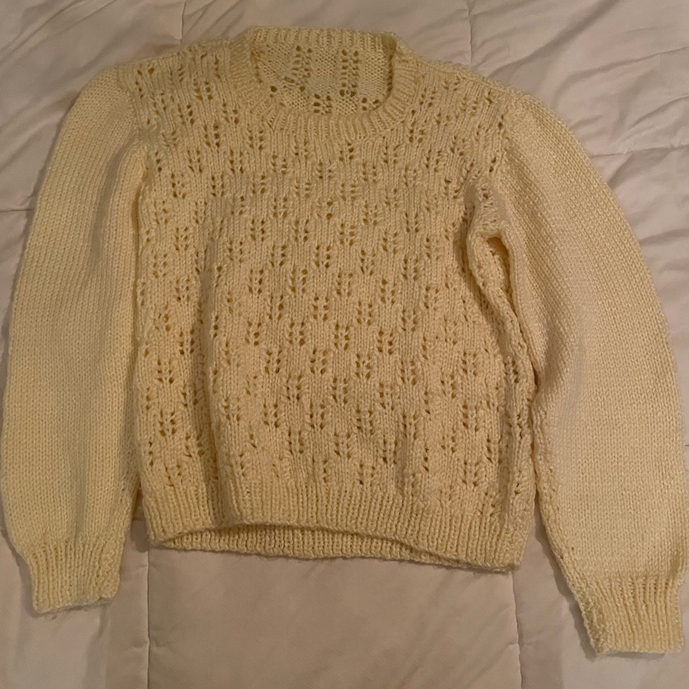 Handknit yellow sweater